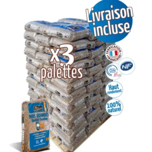 Palette de granulés WOODSTOCK x 3 (198 sacs) de 15 Kg