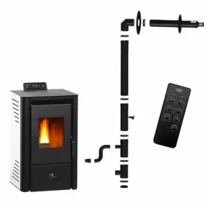 Poêle à granulés étanche Anita 9,4 kW Blanc Sannover + Kit d&rsquo;installation