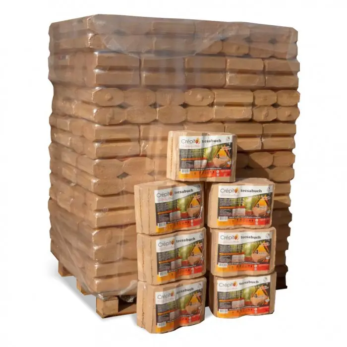 Bûches de bois compressées Tecsabuch Crépito : 100% naturelles (Palette de 1T)