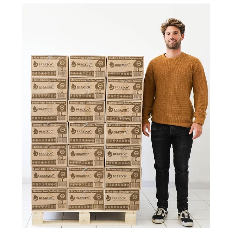 BOIS DENSIFIÉ – QUALITÉ PREMIUM – PALETTE DE 80 CARTONS DE 6 BÛCHES – Image 2