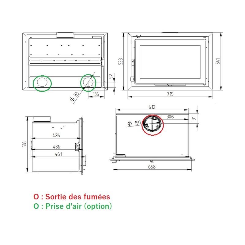 Insert à bois raccordable – FIREMATIC Olen 12.6 kW – Image 3