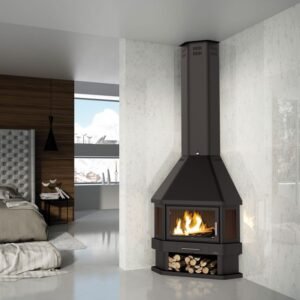 Cheminée à bois d’angle – BRONPI Lorca – R 14 kW